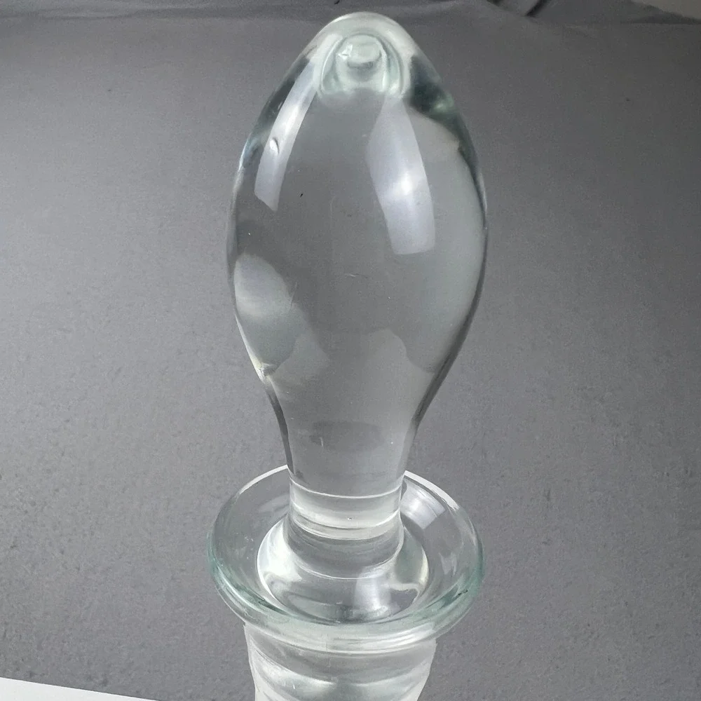 Vintage Glass Decanter 15.75in Elegance Floral Etched Stopper Barware Decor MCM